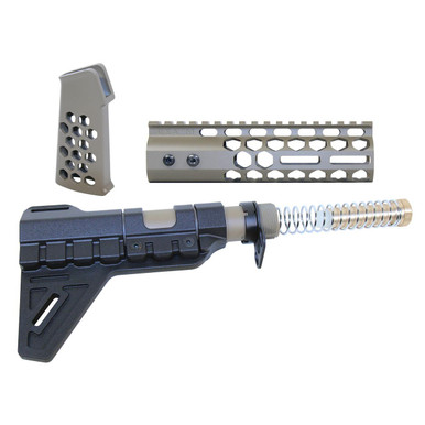 Guntec Usa Guntec USA AR-HCP-SET-PB-FDE AR-15 Honeycomb Pistol Furniture Set With Brace (7") (Flat Dark Earth) - $191.94 at ABCSportZ