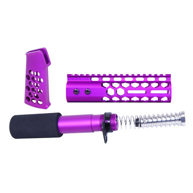 Guntec Usa Guntec USA AR-HCP-SET-PURPLE AR-15 Honeycomb Pistol Furniture Set (7") (Anodized Purple) - $155.94 at ABCSportZ