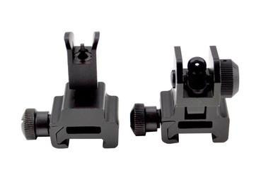 Presma MFLFS01+MFLRS01 Tactical AR Flip-Up Backup Sights SET - High Profile Front Sight for Enhanced Accuracy & Durability