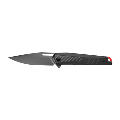 Real Avid RAV-5 Spring-Assisted Folding Knife, 3.4-Inch 8Cr13MoV Drop Point Blade, Carbon Fiber and Aluminum Handle, Black Oxide Finish, Liner Lock (AVRAV5)