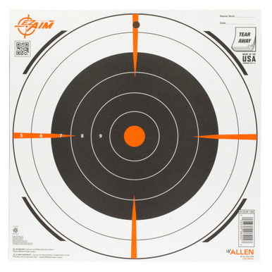 Allen Company EZ Aim Bullseye Target - 1" Diameter Concentric Rings, Orange & Black Print, Scope Aligner Hash Marks - MPN 15334-100