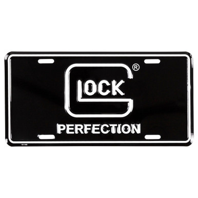 GLOCK AS00042 Black & White License Plate - Stylish Vehicle Accessory with Iconic GLOCK Perfection Logo