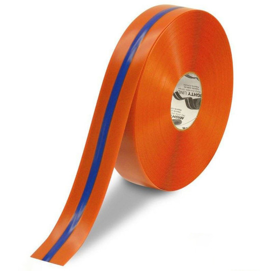 2" Mighty Line Floor Tape - Orange with Blue Center Line