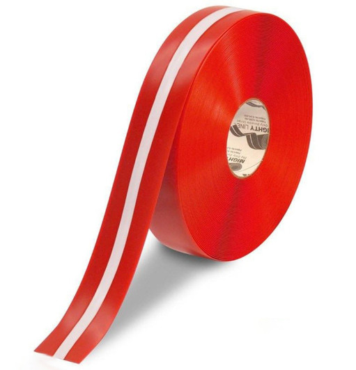 2" Mighty Line Floor Tape - Red with White Center Line