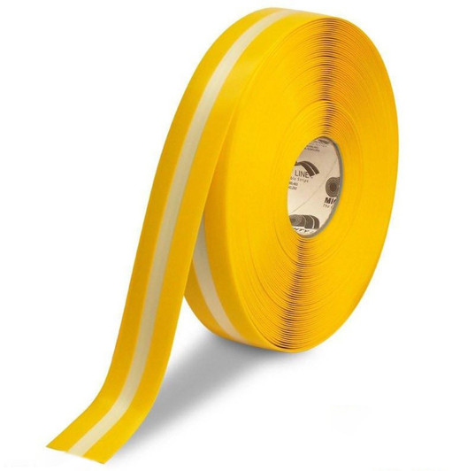 2" Mighty Line Floor Tape - Yellow with Glowing Center Line
