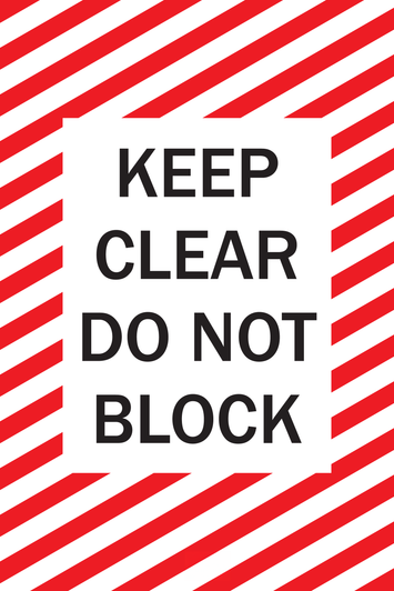 Keep Clear Do Not Block Floor Sign - Red White - 24" x 36"