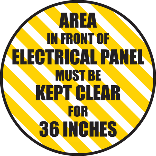 Area In Front Of Electrical Panel Must Be Kept Clear Floor Sign
