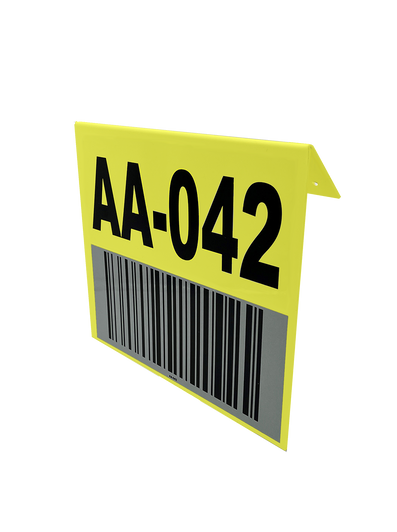 Yellow Hanging Barcode Sign