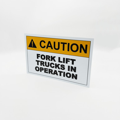 VSafety, cartello con scritta Caution Fork Lift Trucks Operation, verticale, 200 mm x 300 mm, in plastica rigida da 2 mm