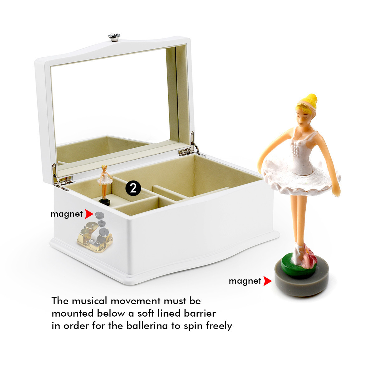 18 Note Mechanical Movement with Magnetic Ballerina Kit - MusicBoxAttic.com