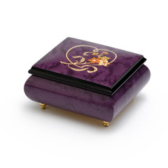 Gorgeous Purple Heart and Floral Wood Inlay Music Box, Most Popular, Best Seller