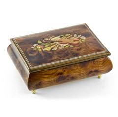 Charming 22 Note Hand Made Walnut Instrument Theme Wood Inlay Music Box