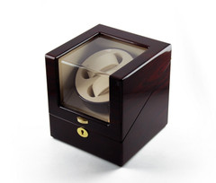Contemporary Rosewood Single Rotor Dual Watch Winder 2 with Gold Accents