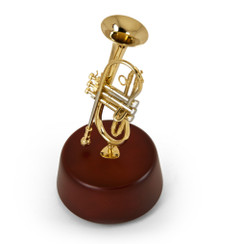 Amazing 18 Note Miniature Cornet Trumpet-like with Rotating Musical Base