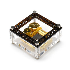 Modern 18 Note Acrylic Musical Paperweight With Metallic Posts and Decorative Frame Modern 18 Note Acrylic Musical Paperweight With Metallic Posts and Decorative Frame