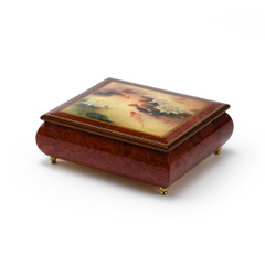 Handcrafted Ercolano Music Box with Painted Scene Lily Pond by Lena Liu Handcrafted Ercolano Music Box with Painted Scene Lily Pond by Lena Liu