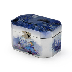 Blue and Silver Cut Corner Princess Theme Musical Spinning Ballerina Jewelry Box Blue and Silver Cut Corner Princess Theme Musical Spinning Ballerina Jewelry Box