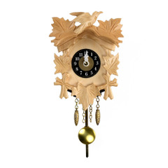 Traditional Carved Black Forest Quartz Blonde Mini Cuckoo Clock with 5 Leaves