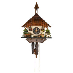 Black Forest Chalet with Bell tower and Animated Beer Drinker 1 Day Mechanical Cuckoo Clock Black Forest Chalet with Bell tower and Animated Beer Drinker 1 Day Mechanical Cuckoo Clock