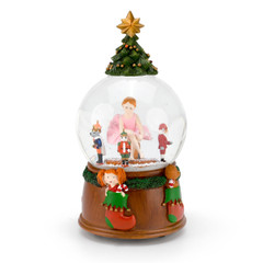 Christmas Wishes Theme Snow Music Globe with Little Girl and Friends