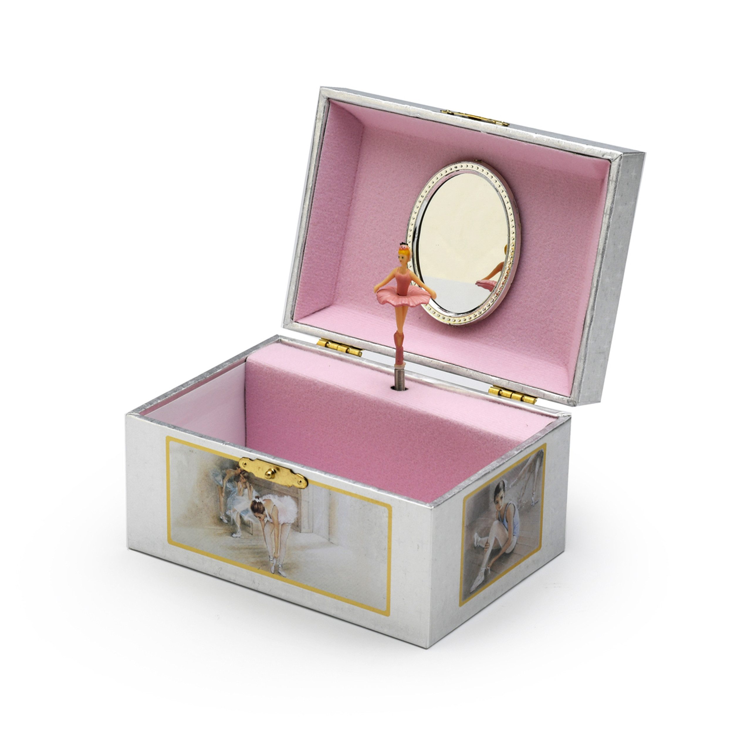 Silver and Gold Ballerinas in Studio Musical Ballerina Jewelry Box ...