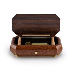 Gorgeous Swiss 36 Note Pink Roses Inlay with Cut Corners Inlay Grand Music Box