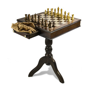 Timeless Handcrafted Walnut Finish 30 Note Italian Musical Pedestal Chessboard