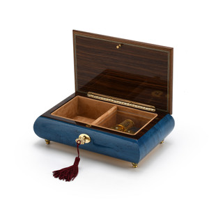 Handcrafted 36 Note Royal Blue Music Jewelry Box with Star of David Inlay