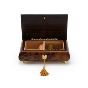 Classic Style 30 Note light Burl-Elm with Rosewood Border Musical Jewelry Box