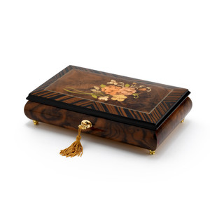 Gentle 23 Note Roses with Rosewood Frame Musical Jewelry Box