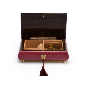 Radiant 23 Note Red Wine Violin Inlay Musical Jewelry Box