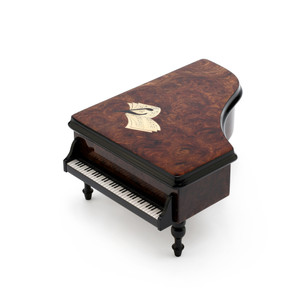 Handcrafted 36 Note Italian Grand Piano Music Box with Sheet Music Inlay