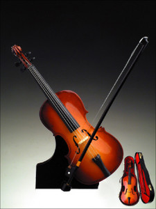 Incredible Brown Cello Music Box Figurine With A Stand