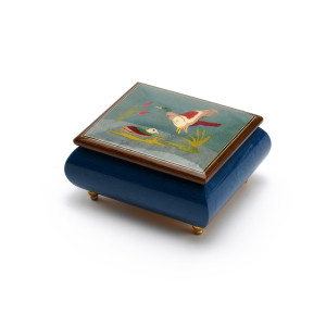 Handcrafted Birds theme Italian Music Box with Ducks and pond