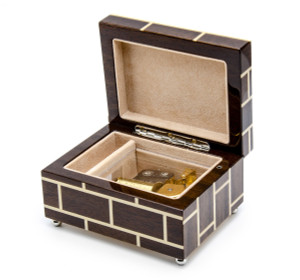 Contemporary Modern Masonry Style Inlay 30 Note Musical Jewelry Box