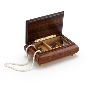 Charming 23 Note Hand Made Walnut Instrument Theme Wood Inlay Music Box