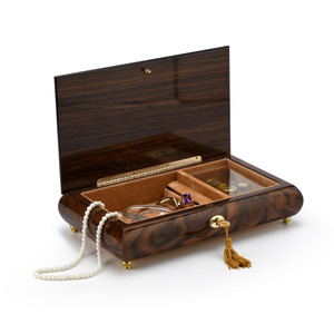 Gentle 36 Note Roses with Rosewood Frame Musical Jewelry Box