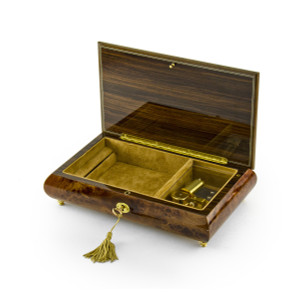 Elegant Classic Style Wood Tone Musical Jewelry Box with Lock and Key 30 Note