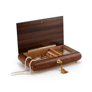 Elegant Classic Style Wood Tone Musical Jewelry Box with Lock and Key 30 Note