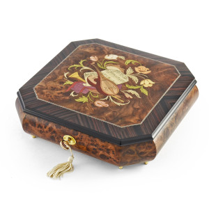 Perfectly Hand Crafted 36 Note Floral Music Jewelry Box