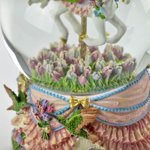 Exquisitely detailed snow globe base with ribbons and hummingbirds