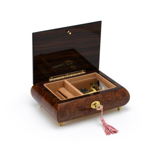 Truly Remarkable 30 Note Liles and Cross Inlay Musical Jewelry Box