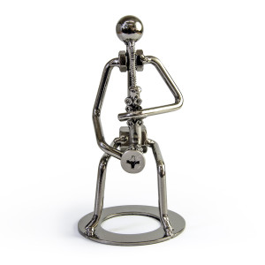 Handcrafted metal musician with saxophone figurine