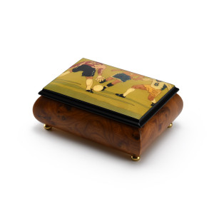 Sports Theme Wood Inlay Soccer - Collectible 18 Note Musical Jewelry Box