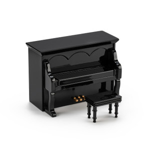 Miniature 18 Note Musical Hi-Gloss Black Upright Piano with Bench