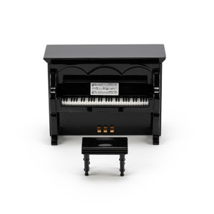 Miniature 18 Note Musical Hi-Gloss Black Upright Piano with Bench