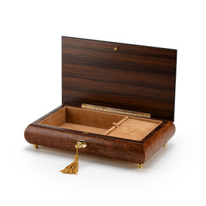 Elegant Classic Style Wood Tone Musical Jewelry Box with Lock and Key - BLOW OUT PRICE
