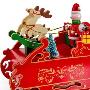 Animated Giant Santas Sleigh with Reindeers Musical Holiday keepsake