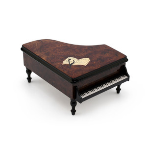 Handcrafted 30 Note Italian Grand Piano Music Box with Sheet Music Inlay