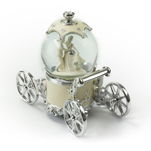 Romantic Pearl White, Ivory And Silver Fairy Tale Snow Globe Carriage